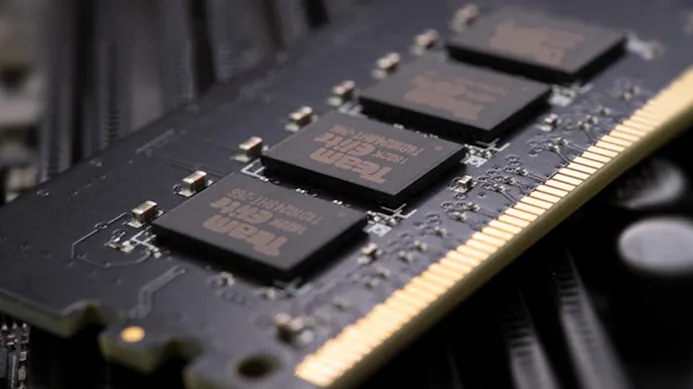 Close-up van een DDR5-geheugenmodule van TeamGroup.