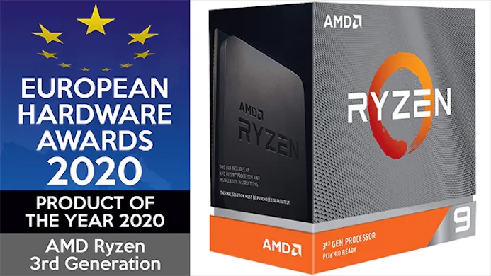 De complete derde generatie van AMD Ryzen CPU's werd door de European Hardware Awards bekroond met de prijs voor Product of the Year 2020.