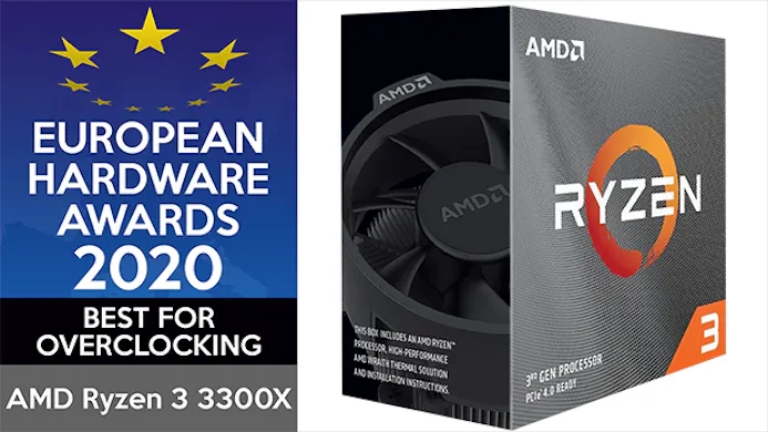 De AMD Ryzen 3 3330X werd door de European Hardware Awards bekroond met de prijs voor Best for Overclocking.
