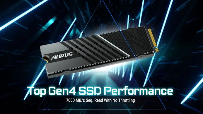 Productafbeelding van de Gigabyte Aorus Gen4 7000s-SSD.
