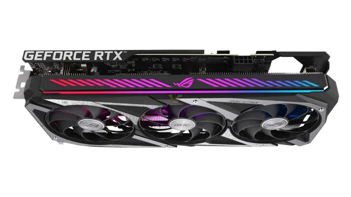 Productfoto van ASUS' nieuwe ROG Strix GeForce RTX 3060-videokaart.
