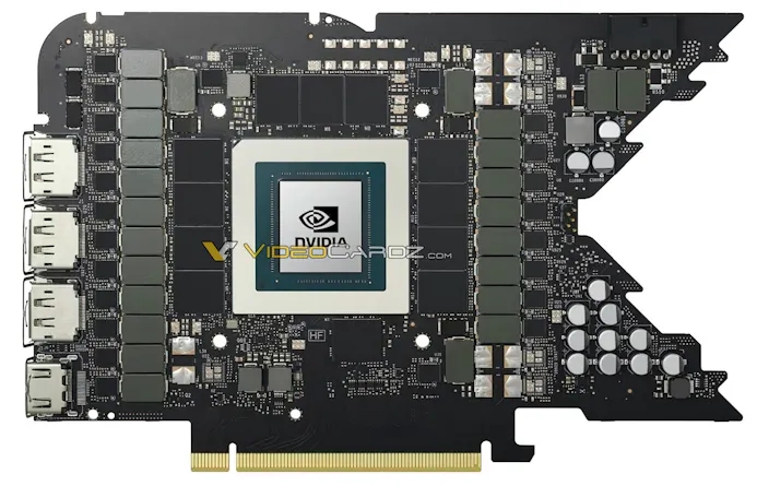 Officiëel beeldmateriaal van de printplaat van de RTX 4090-videokaart van Nvidia.