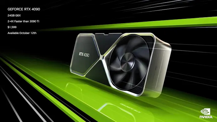 Een eerste presentatieslide met definitieve details over Nvidia's GeForce RTX 4090-gpu.