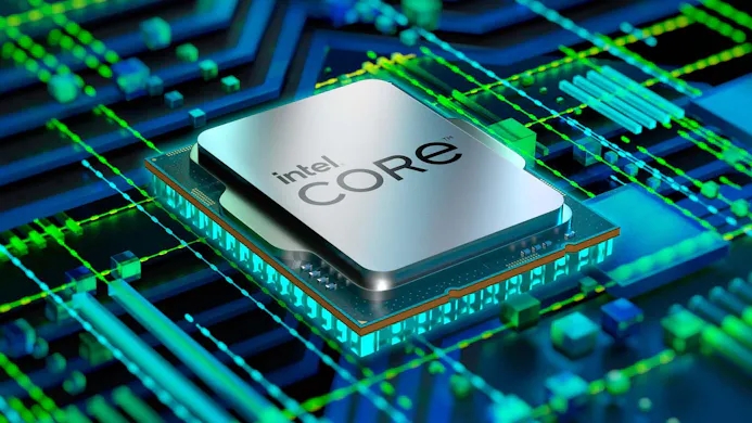 Render van een Intel Core-processor, specifiek die uit de Alder Lake-generatie.