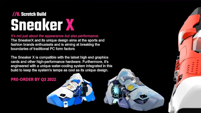 PowerPoint-slide over de 'Sneaker X'-computers die Cooler Master tijdelijk aan wil bieden op het CMODX-retailportaal.