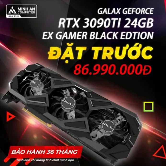 Gelekte, Vietnamese advertentie voor de pre-order van een GeForce RTX 3090 Ti-videokaart van Galax.