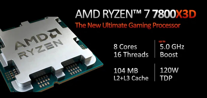 Presentatiepagina van de AMD Ryzen 7 7800X3D-processor.
