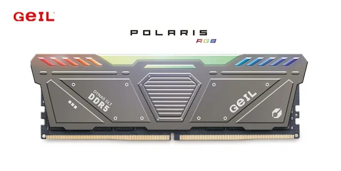 Promotionele afbeelding van een Polaris RGB-geheugenmodule, GeIL's eerste DDR5-kit.