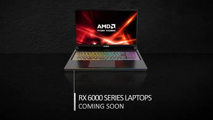 Teaser-afbeelding van AMD, welke aangeeft dat de Radeon RX 6000-chipsets binnenkort ook richting de notebook-markt optuigen.