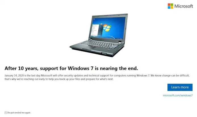 Windows 7 Einde support melding
